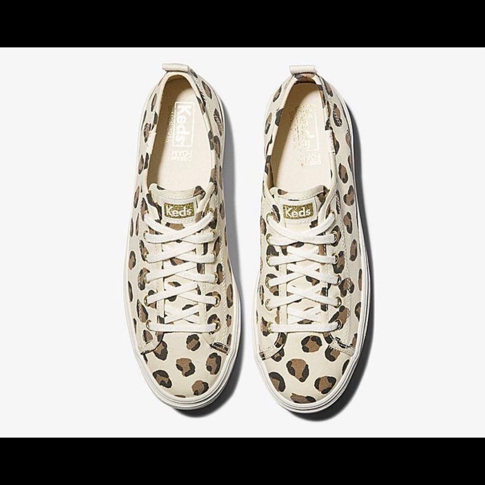 Keds Women's Leopard Print Platform Sneakers in Cream and Brown - Picture 2 of 11